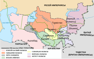 Түркістан генерал-губернаторлығы картада